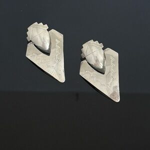 Navajo Native American Sterling Silver Murray Jackson Earrings Signed MJ